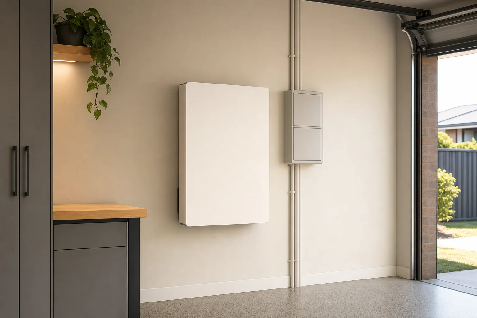 Melbourne home interior glowing with lights on during a neighbourhood blackout, powered by a whole-home battery backup system